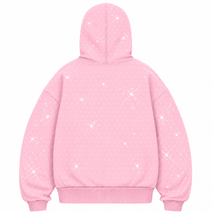 เสื้อฮู้ดบาลาคลาวาแบบซิปเต็มตัว ประดับคริสตัลทั่วตัว พรีเมียม ผ้าฝ้ายฟลีซทรงโอเวอร์ไซส์ สตรีทแวร์  รับสกรีนโลโก้ - Product Image 6