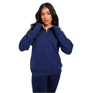 ชุดวอร์มผ้าฝ้ายฟลีซแบบมีซิปครึ่งตัว ดีไซน์ใหม่ทันสมัย น้ำหนัก 300 กรัม สำหรับผู้หญิง - Product Image 2