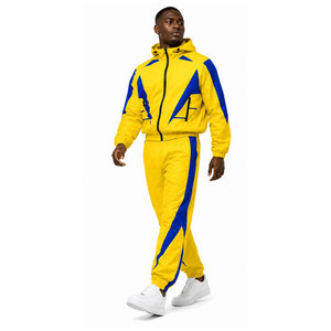 Conjunto Deportivo Amarillo para Hombre con Capucha, Estilo Deportivo con Bloques de Color, Tejido de Poliéster, Ropa de Otoño, Chaqueta Cortavientos - Product Image 2