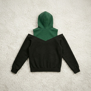 Sudadera con capucha y hombros descubiertos con logo personalizado para mujer, estilo de dos piezas en contraste de color - Sudaderas con capucha y sudaderas para hombre de la marca KADIA - Product Image 6