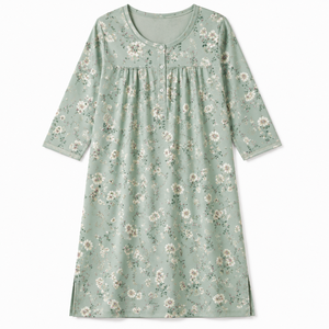 Camisón Floral de Franela para Mujer, 100% Algodón, Manga Larga, Cierre de Botones, Vestido de Dormir para Estar en Casa - Product Image 4
