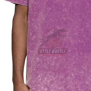 Camiseta con logo personalizado estampado a bajo precio, estilo acid wash para hombre, 100% algodón, corte holgado, para hacer ejercicio, camiseta acid wash para hombre - Product Image 6