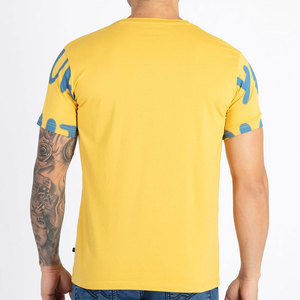Camiseta amarilla de manga corta Limitless con estampado de letras azules, cuello redondo, estilo casual, corte regular, longitud normal, camisa de algodón transpirable - Product Image 2