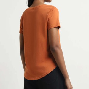 Camiseta de Cuello Redondo Rosa para Mujer, Estampada, Manga Corta, Color Sólido, Corte Casual, Transpirable, Ecológica, de Secado Rápido, 100% Algodón, para Verano - Product Image 2