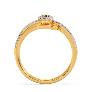 Anillo Cruzado con Halo Floral y Diamantes, con Piedra Central Azul - Product Image 2