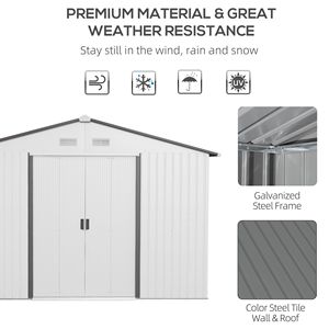 Casetta Attrezzi in Metallo da Esterno 11x9FT con Porte Scorrevoli e Prese d'Aria, Facile da Montare, Stile Moderno, Piccolo Ripostiglio per Patio/Giardino, Telaio in Lega - Product Image 4