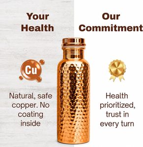 Hammered <b>Copper</b> Portable Leak-Proof Lid Reusable Water Bottle Equipped Anti-Corrosion Coating for Home Office Gym Travel Durable - Product Image 4