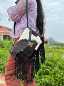 Nouveau Style occidental cheveux sur cacher fourrure en cuir véritable frange sacs haute qualité Boho Style femmes en cuir véritable frange sacs à bandoulière - Product Image 2