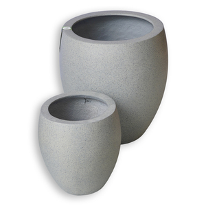 ALMELO Ensemble de 5 pots de fleurs légers de 5 L, résistants aux intempéries, écologiques, design minimaliste, en fibre de verre, ronds - Product Image 1