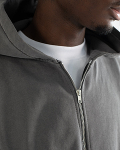 Sudadera con capucha y cremallera completa para hombre, estilo oversize, gris lavado, con bolsillos delanteros, de algodón grueso, estilo streetwear, OEM - Product Image 4