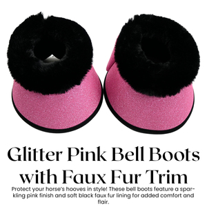 High Quality Horse Bell Boots PU Material <b>Foam</b>-<b>padded</b> Glitter Satin Lining Hoof Overreach Boots Equestrian Equipment Customized - Product Image 3