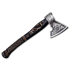 Hacha Tomahawk con mango de madera tallado a mano, hoja de acero forjado, hacha de supervivencia, herramienta para exteriores, en venta a bajo precio. - Product Image 4