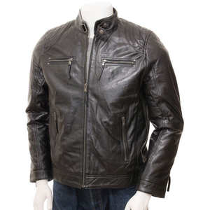 Chaqueta de Cuero Negra para Hombre en Oferta a Precio Económico / Nueva Chaqueta de Cuero con Cierre para Hombre, Última Llegada - Product Image 5