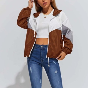 Veste coupe-vent pour femme, personnalisable, faible MOQ, vente en gros, imperméable, écologique, color block, pour l'automne, avec doublure respirante en nylon - Product Image 4