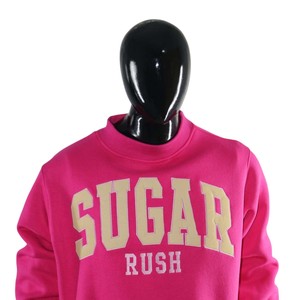 Sweat-shirt à col rond imprimé Sugar Rush pour femme, rose, 100% coton, tricoté, manches longues, style automne - Product Image 3