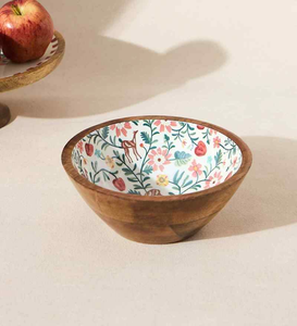 Handmade Eco-Friendly Multi-Color Wooden Salad <b>Bowl</b> <b>with</b> Enamel Print Round <b>Serving</b> <b>Bowl</b> - Product Image 4