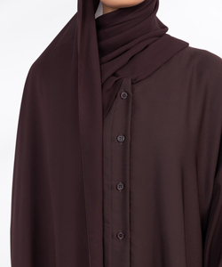 Nouvelle Abaya musulmane violette avec hijab assorti, robe longue à manches longues, robe modeste pour femmes, tenue quotidienne, respirante, légère, service OEM - Product Image 3