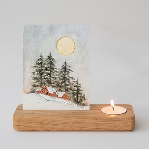 Porte-bougie décoratif en bois rustique pour bougies chauffe-plat - Product Image 2