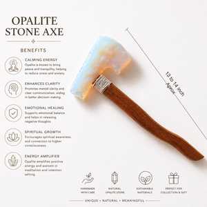 Hacha de Batalla de Opalita Tallada a Mano de 13 Pulgadas, Espada de Cristal Curativa, Varita de Piedra, Escultura Decorativa Feng Shui para el Hogar, para Coleccionistas - Product Image 4
