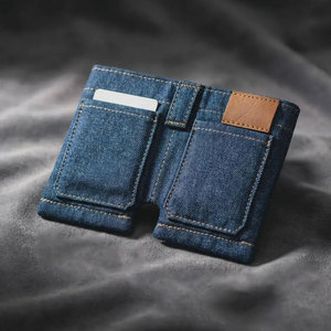 Mini billetera de mezclilla para hombre y mujer, monedero compacto, tarjetero, accesorio de bolsillo de pequeña capacidad - Product Image 1