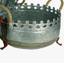 Nouveauté du créateur : Jardinière décorative vintage en fer galvanisé, faite à la main, à prix réduit, en promotion, pour jardin (en carton) - Product Image 4