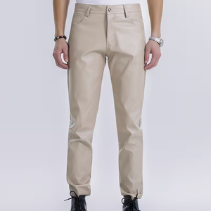 2026 Stretchable Fabric Good Supplier With Own Logo Print Best Seller Unique Design Zippered Slim Fit Faux Leather Pants - Product Image 1