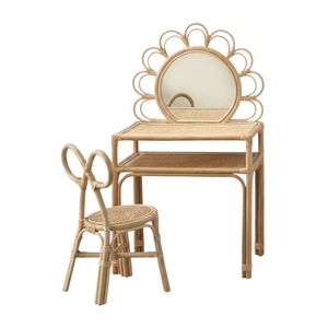 High Quality Rattan Makeup Vanity Toddler Children Furniture Kids Room Woven <b>Dressing</b> <b>Table</b> Factory Price Cheap - Product Image 2