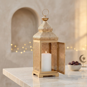 Latest 2026 Hot Selling Ramadan Home Decoration Gold Moroccan Metal <b>Lanterns</b> Handmade <b>Large</b> Floor <b>Lanterns</b> - Product Image 1