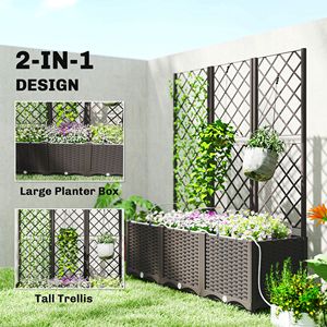 Set di 3 Fioriere in Plastica con Traliccio e Kit di Auto-Irrigazione - Materiali con Drenaggio e in PP - Product Image 6