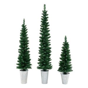 Set di 3 Alberi di Natale Artificiali Pre-Illuminati con 230 Luci LED Bianco Caldo per Decorazioni Festive - Product Image 1