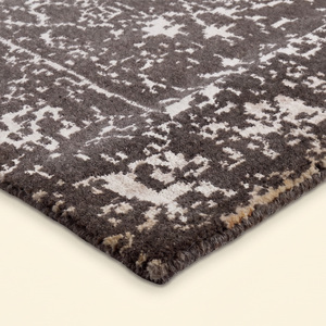 Tapis moderne en médaillon noir ivoire vieilli, écologique, antidérapant, tufté à la main, pour salon, chambre, hôtel - Product Image 5