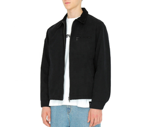 Veste de travail en toile noire pour homme, col rabattu, fermeture éclair, coupe classique, style automne, patchwork uni - Product Image 4