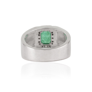 Wholesale Custom Design 925 Sterling <b>Silver</b> <b>Emerald</b> & Halo Diamonds Handmade Unisex Fine <b>Ring</b> Jewelry - Product Image 6