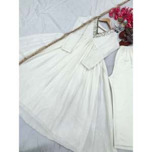 ชุดคลุม Anarkali ตัดกับ dupatta และชุดเจียมเนื้อเจียมตัวด้านล่าง - Product Image 6