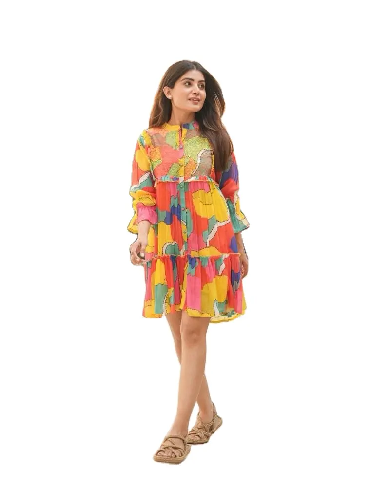 Neue Neueste Multi-Color-Gestickte Tunika für Sommer-Kollektion Damen lässige westliche Kleidung Exporteur und Hersteller aus Indien