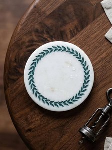 Marble <b>coaster</b> set brass inlay Non-slip <b>drink</b> mats table Modern square marble <b>coasters</b> Dinnerware decoration mats pads - Product Image 4