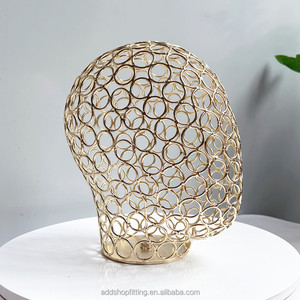 Soporte de exhibición de Maniquí de hierro de malla metálica de 4 colores Soporte de formas de cabeza de malla para sombrero para venta al por menor - Product Image 1