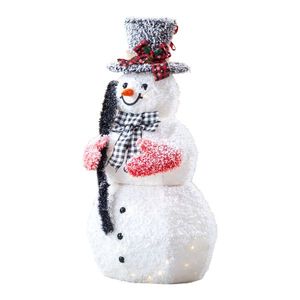 Decorazioni Natalizie da Esterno Pre-Illuminate 3FT, Pupazzo di Neve con Vanga, 110 Luci LED Bianco Caldo, Decorazioni Natalizie in Poliestere - Product Image 2