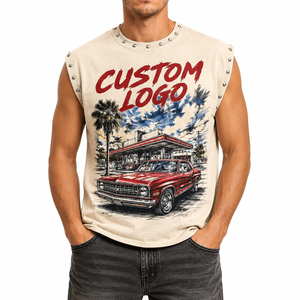 Premium 100% Cotton Oversized Sleeveless Custom Tank Top DTG Printed Classic <b>Car</b> Graphic Streetwear Muscle <b>Shirt</b> Breathable - Product Image 2