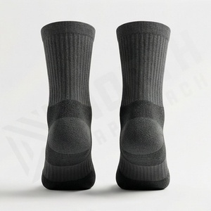 Crew <b>Socks</b> Solid Black Knitted Polyester Spandex Breathable <b>Running</b> Athletic <b>Socks</b> for Adults Spring Season - Product Image 2