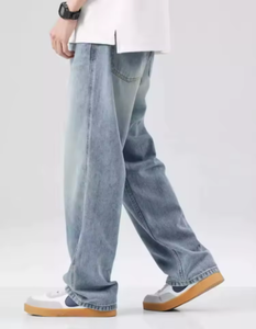 Pantalon en jean pour homme, coupe large, délavé vintage, style américain, décontracté, pour toutes les saisons - Product Image 2