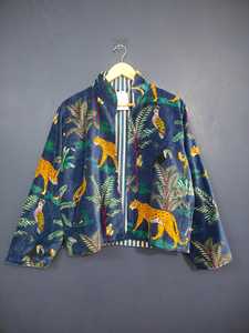 Robes décontractées en velours à imprimé animalier tropical, col mandarin, manches longues, coupe ample, style safari, vêtements d'automne naturels - Product Image 3