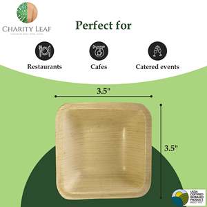 Ciotola Quadrata Mini in Foglia di Palma Naturale da 3,5 Pollici, 2,5 Oz, Prodotto Usa e Getta - Product Image 4