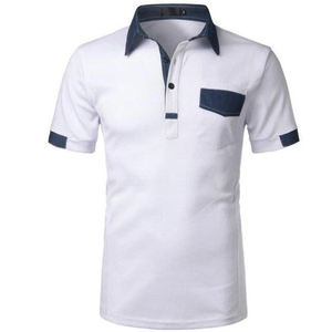 Dernière conception de logo personnalisé, poche pour chemise homme, séchage rapide, manches courtes, motif uni, haut de sport décontracté style anglais - Product Image 3