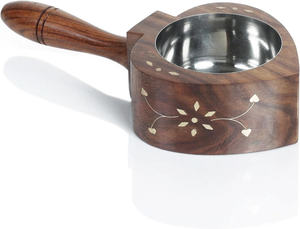 Quemador de incienso de madera con forma de corazón al por mayor con asa e incrustaciones de latón, soporte de incienso de madera de mango para Oud, estilo árabe, a granel - Product Image 6