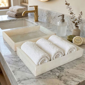 Bandeja de Lujo Moderna de Mármol para Servir Artículos de Hotel, Elegante Bandeja Decorativa para Baño y Ducha - Product Image 4