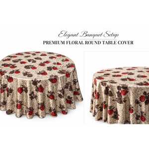 9FT Eco-Friendly <b>Round</b> <b>Table</b> Overlay Wrinkle-Free Reusable Banquet Linen <b>Cover</b> for Hotel Wedding Events 9 Ft Size - Product Image 1
