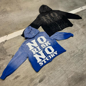 Sudadera con Capucha Personalizada con Apliques de Pedrería, Efecto Desgastado, Lavado Ácido, Estilo Vintage, Alta Costura - Product Image 1