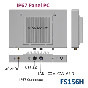 15.6" Fully IP67 Waterproof Industrial Marine Panel PC Touch Screen (PCAP/Resistive), Option: Internal UPS - Product Image 3