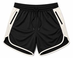 Shorts de sport pour hommes à séchage rapide, taille mi-haute, avec cordon de serrage, style décontracté, couleur unie, design à rayures latérales, en toile écologique - Product Image 5